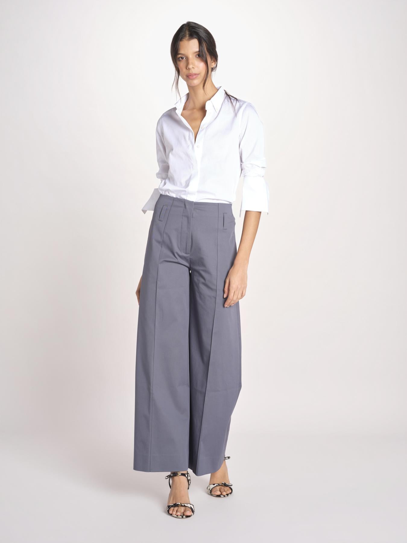 pantalone largo con nervature ORIANA 540 54 70 SLATE quelledue 
