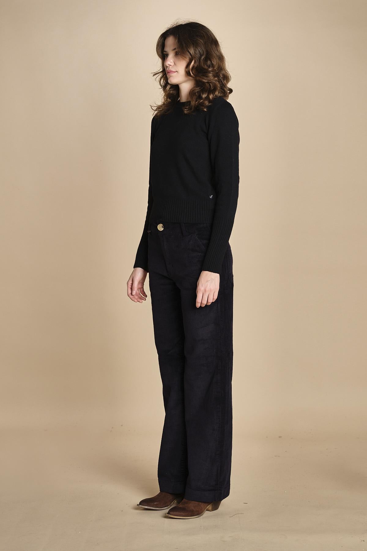 pantalone mano velluto FAUSTINE BLACK fam 