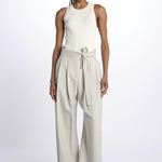 2310 pantaloni wide leg  con cintura spigato 2310 SILVER GREY dusan 