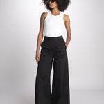 pantalone in lino con pinces PETRA PE98 BLACK nine in the morning 