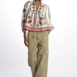 Camicia MARYS TILES m/l ricamo fiori 332385 OFFWHITE farm rio 