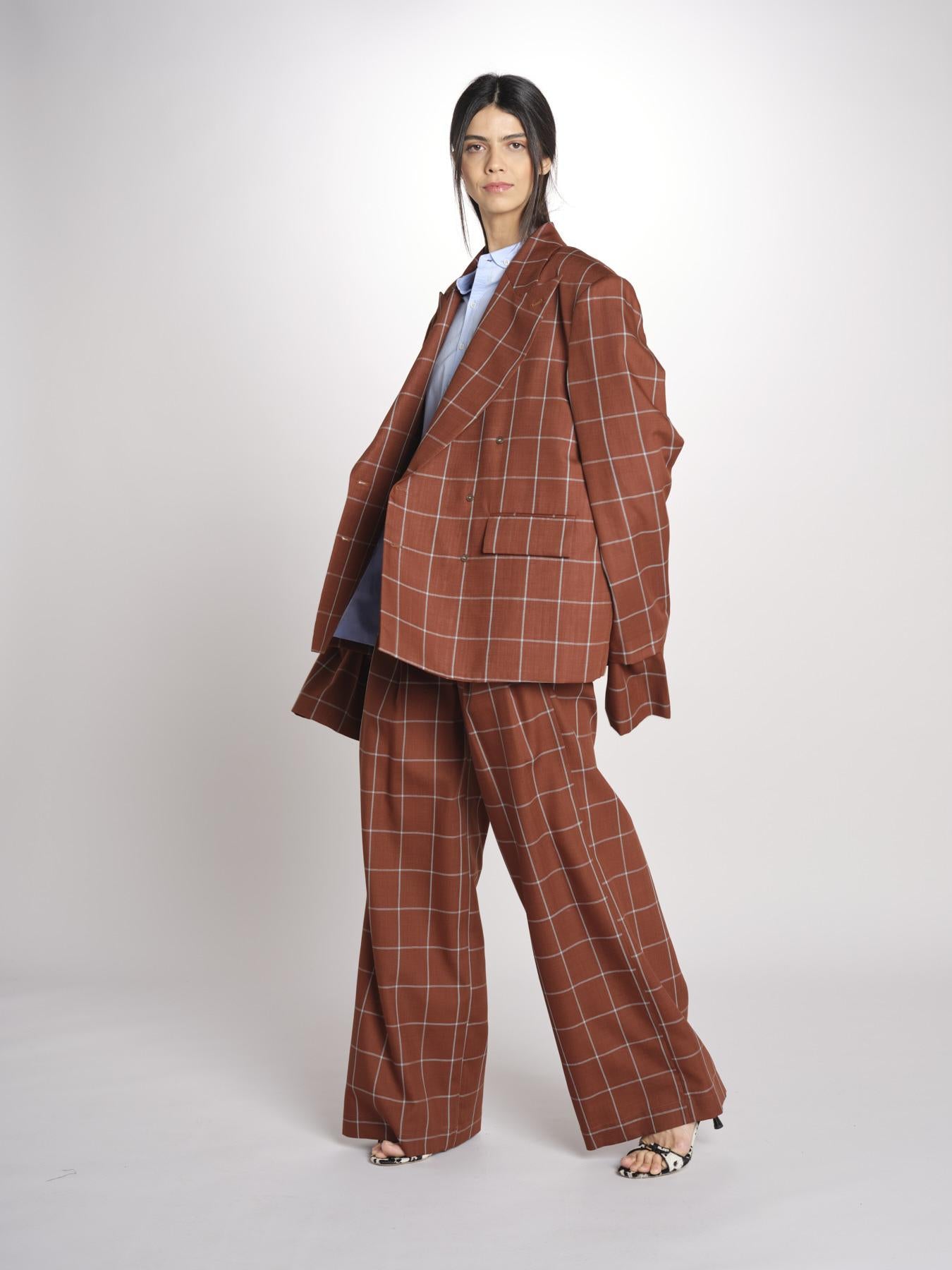 pantaloni check KATHERINE MJD217_LOVECH BURNT CHECK jejia 