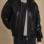 LARA bomber in pelle IO118048 BK999 ivy oak 