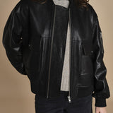 LARA bomber in pelle IO118048 BK999 ivy oak 