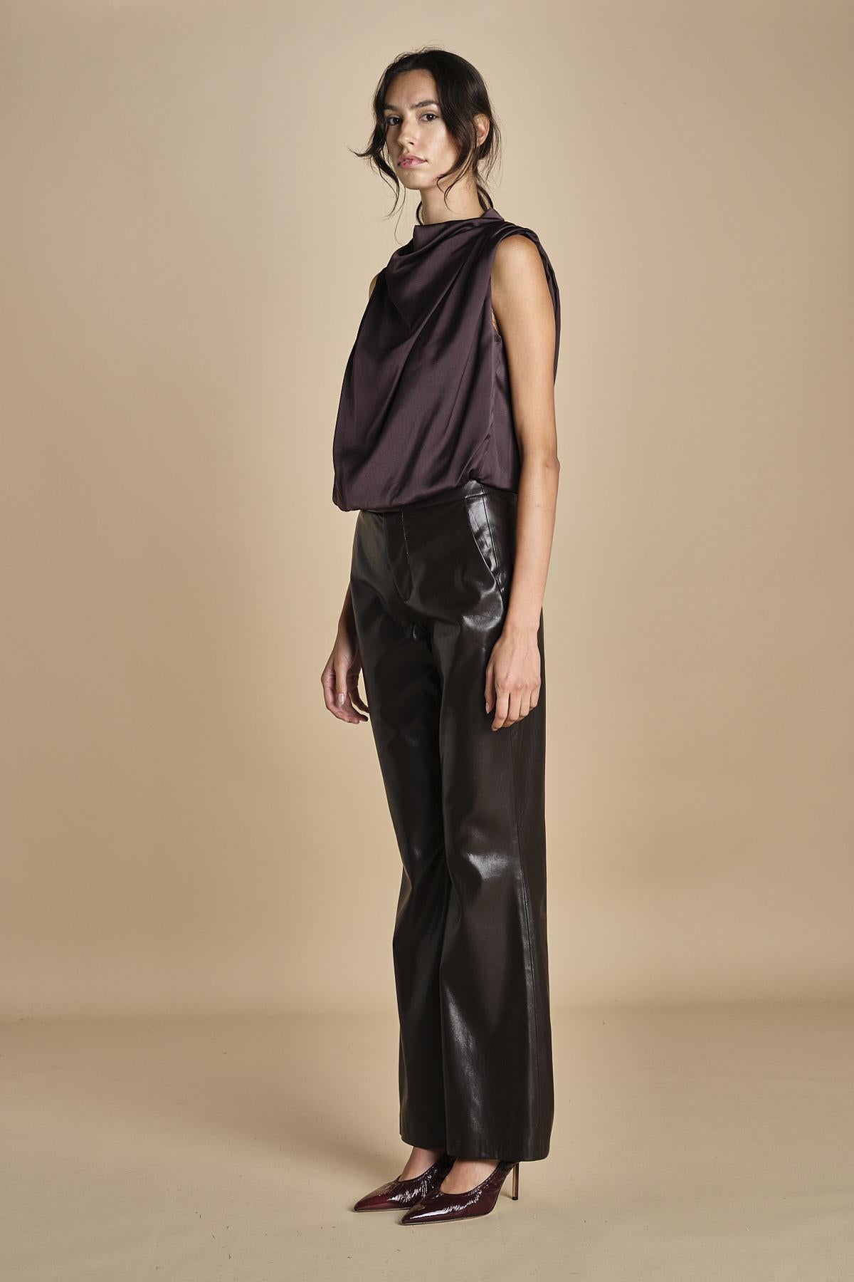 pantalone in ecopelle TRIFF F25-080 030 CHOCOLATE oscar 