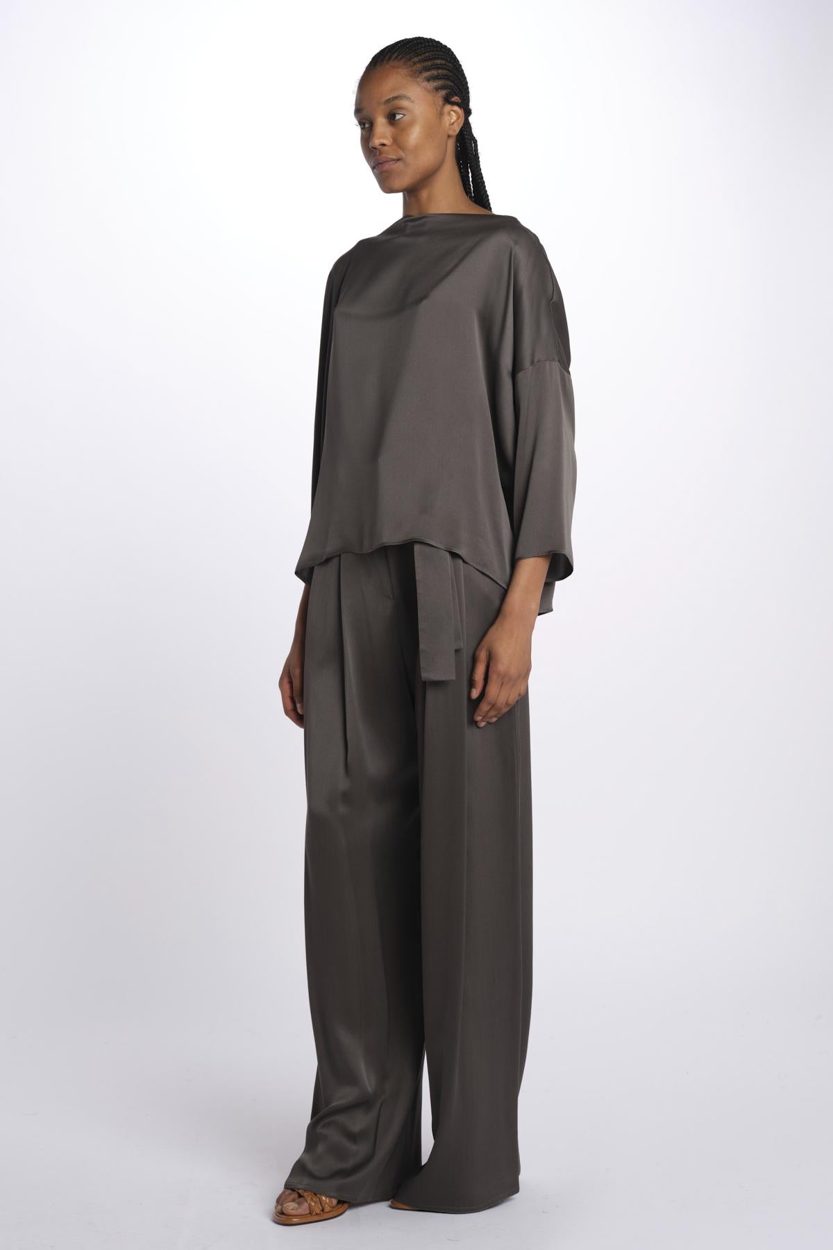2881 camicia asimmetrica in crepe satin 2881 STONE dusan 