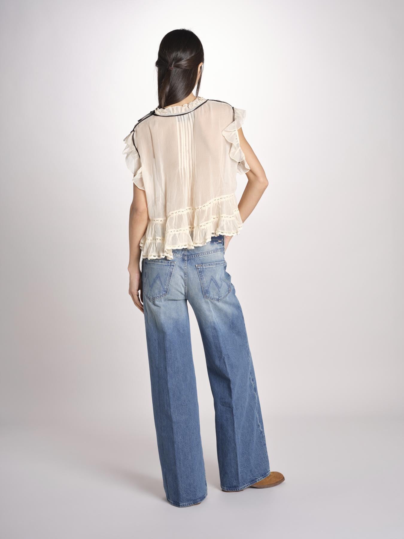 Camicia voille con rouches BOLLY ECRU mes demoiselles 