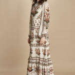 avito lungo con stampa cuori e rouches MAJESTIC HEARTS 346167 CREAM farm rio 