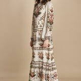 avito lungo con stampa cuori e rouches MAJESTIC HEARTS 346167 CREAM farm rio 