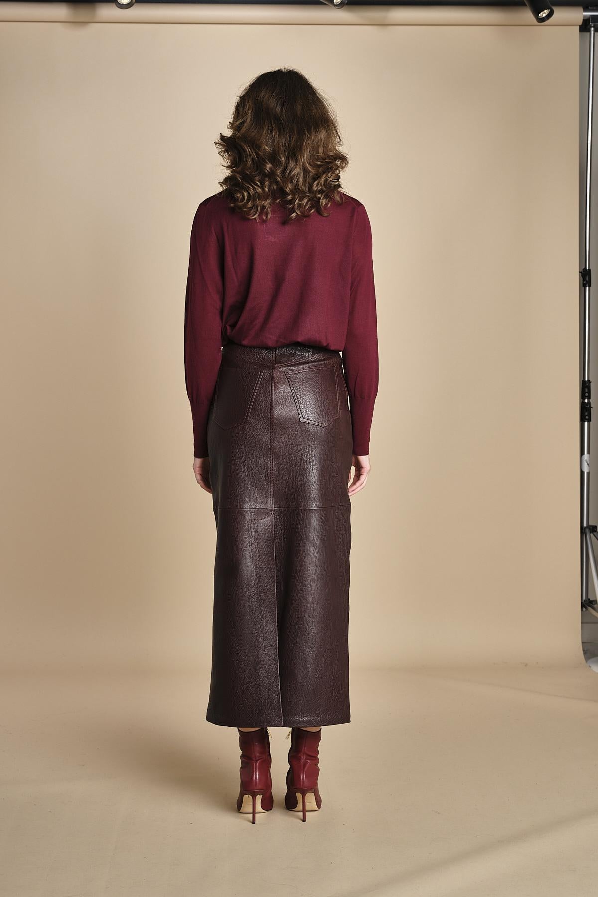 LISANNE gonna longuette in pelle LISANNE  IO118050 RE401 ivy oak 