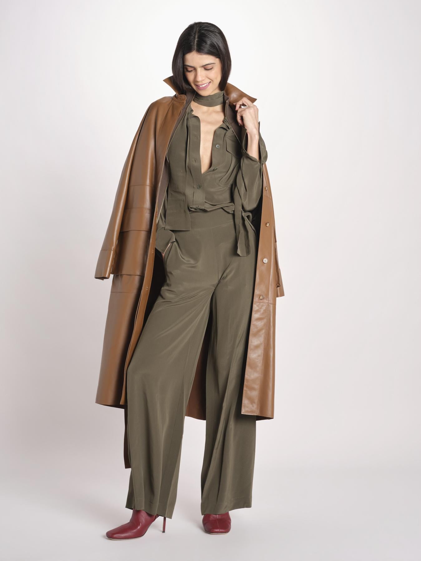 camicia in seta con tasche e fascia JF009656 PALM LEAF 2308 joseph 