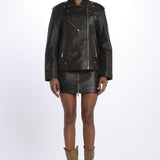 giacca over in pelle con grafiche 179540 U205 scotch&soda 