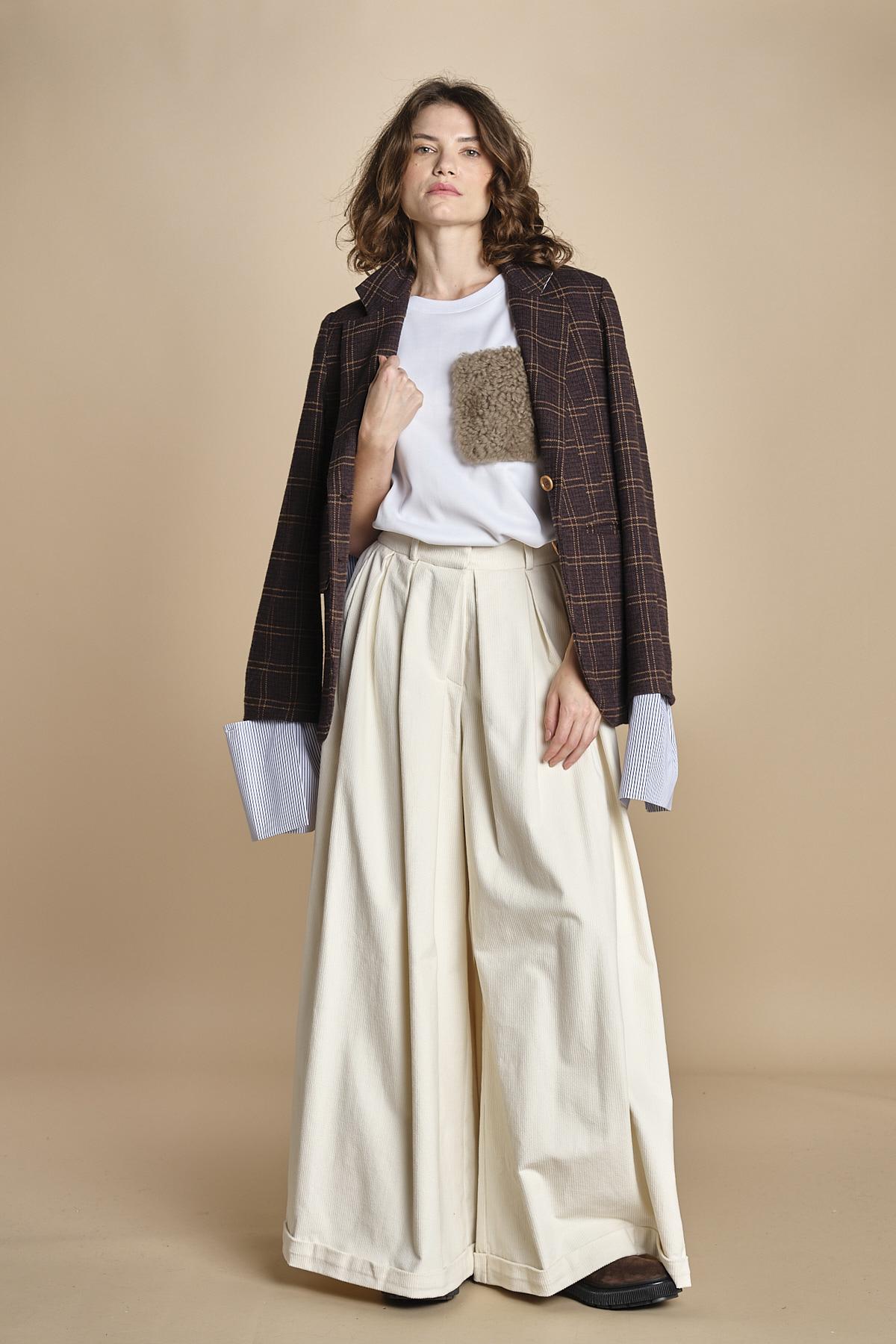 pantalone over in velluto BIRKIN MJD228_ATEX40 J0236 CREAM jejia 