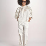 pantalone con intarsio VEMOZA PAPYRUS scarlett poppies 