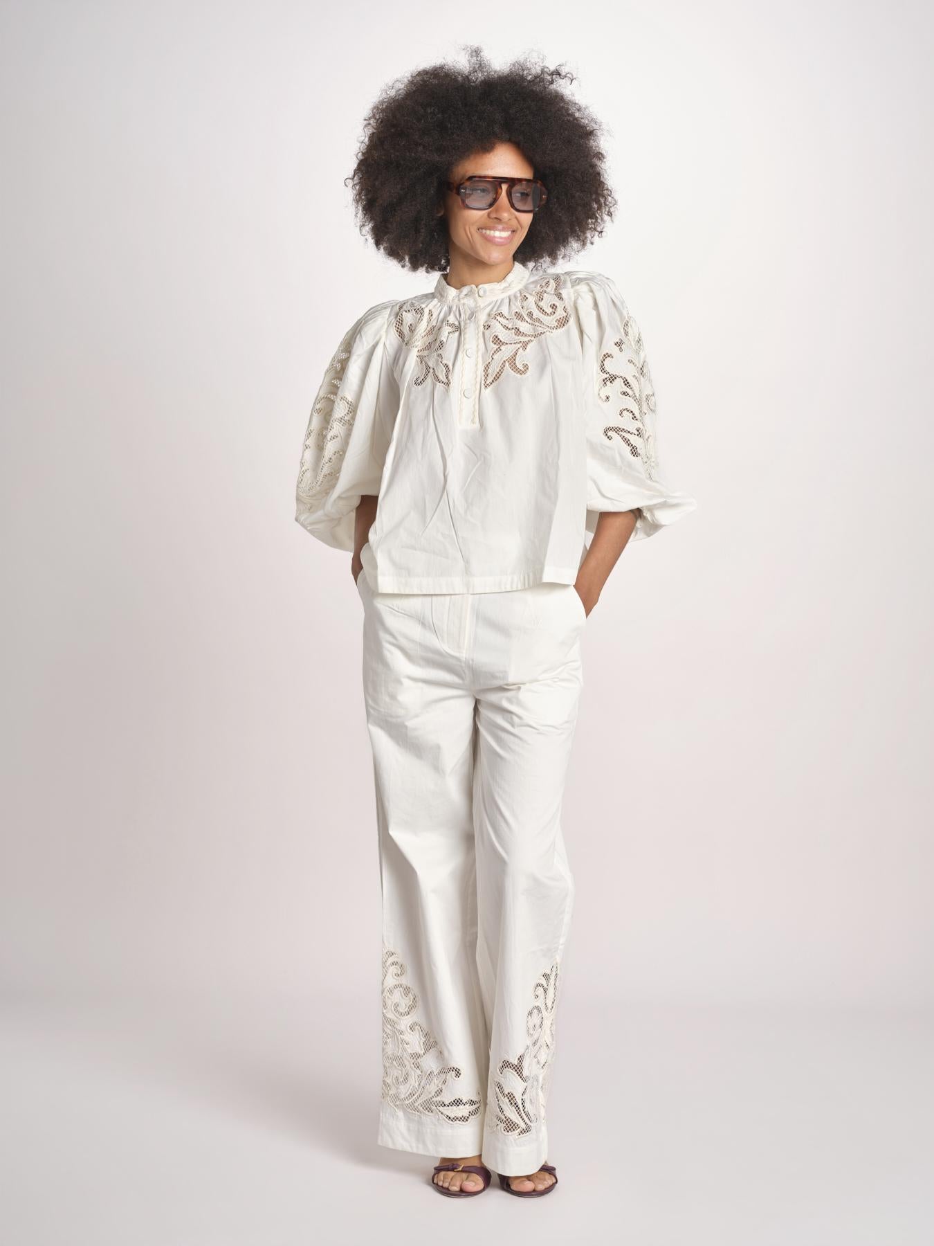 pantalone con intarsio VEMOZA PAPYRUS scarlett poppies 