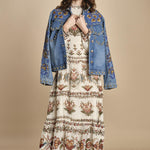 avito lungo con stampa cuori e rouches MAJESTIC HEARTS 346167 CREAM farm rio 