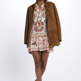 Abito corto CASHEW MANDALA  stampa fiori 328912 CREAM farm rio 