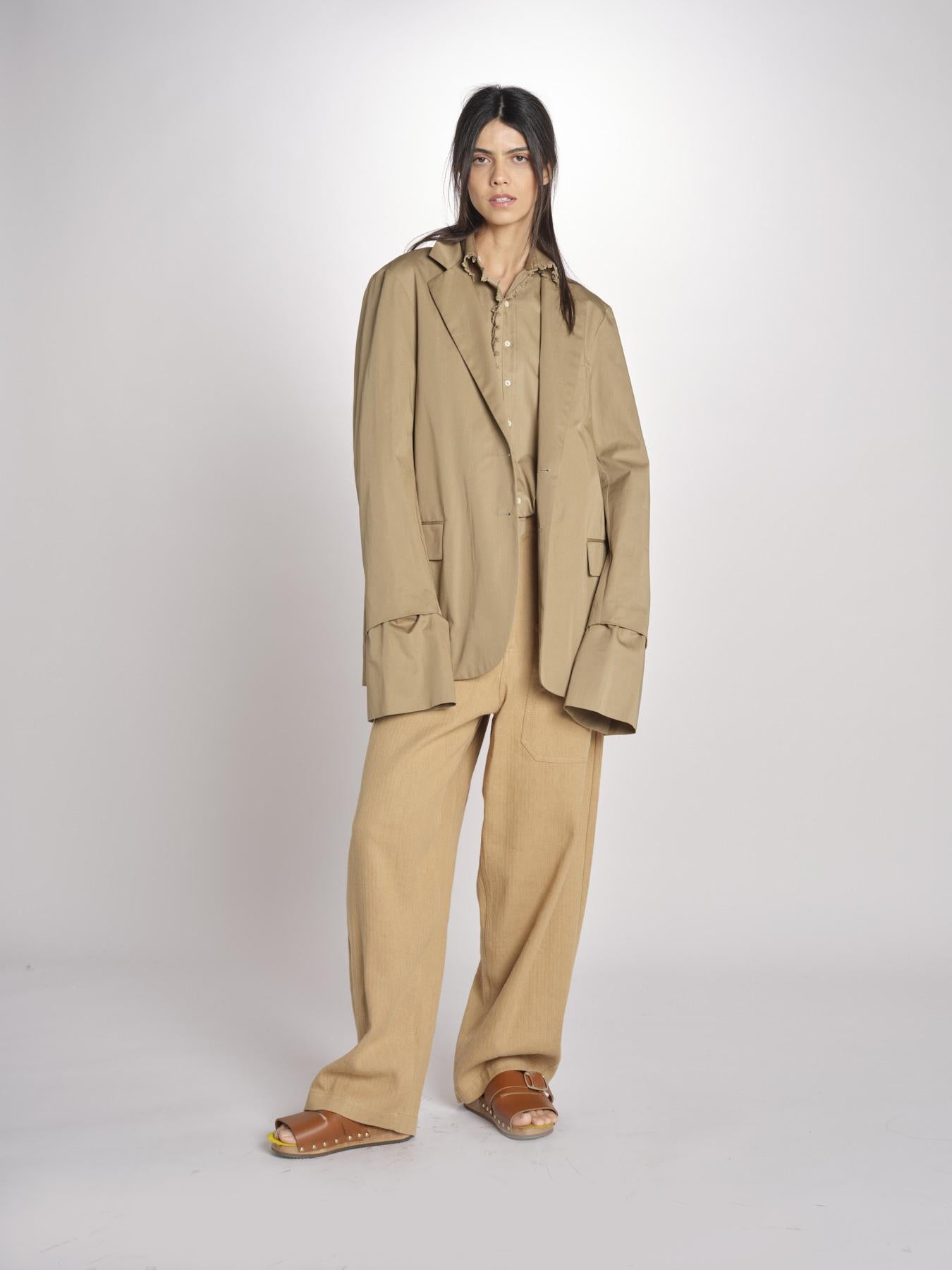 blazer lungo in cotone BIRKIN MJD514_ATEX44 BEIGE jejia 