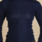 girocollo a costine manica luna in lana merino LAU30 E21210 BLU milaura 