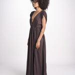 abito con nervature legato in vita MIKONBLK CHOCOLAT laraethnics 