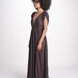 abito con nervature legato in vita MIKONBLK CHOCOLAT laraethnics 