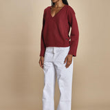maglia con scollo a v e manica a campana by milaura. D2500894 10868 BORDEAUX milaura 