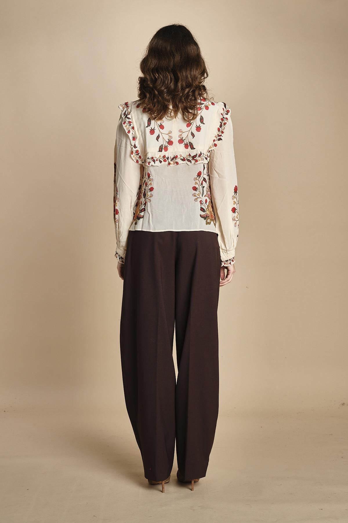 camicia con inserti in pizzo BERRY GARDEN 339854 CREAM farm rio 