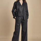 pantalone gessato 15P008CO191 P092 GREY ines de la fressange 