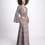 camicia cropped con nodo in lurex gessato JUNE STONE GREY christianzen 