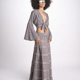 camicia cropped con nodo in lurex gessato JUNE STONE GREY christianzen 
