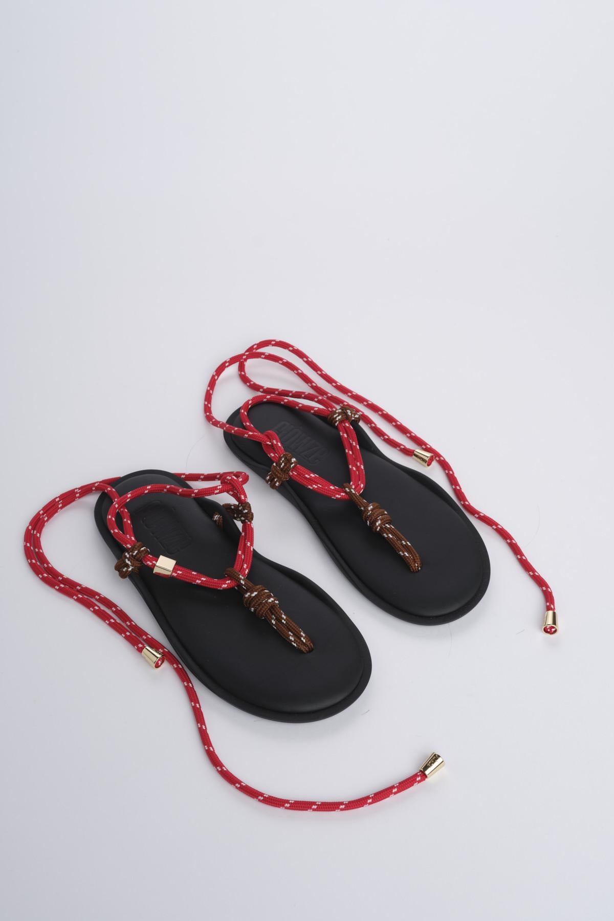 FLO' TWIN  sandalo infradito allacciato alla schiava FLÒ TWIN BROWN RED flòwze 
