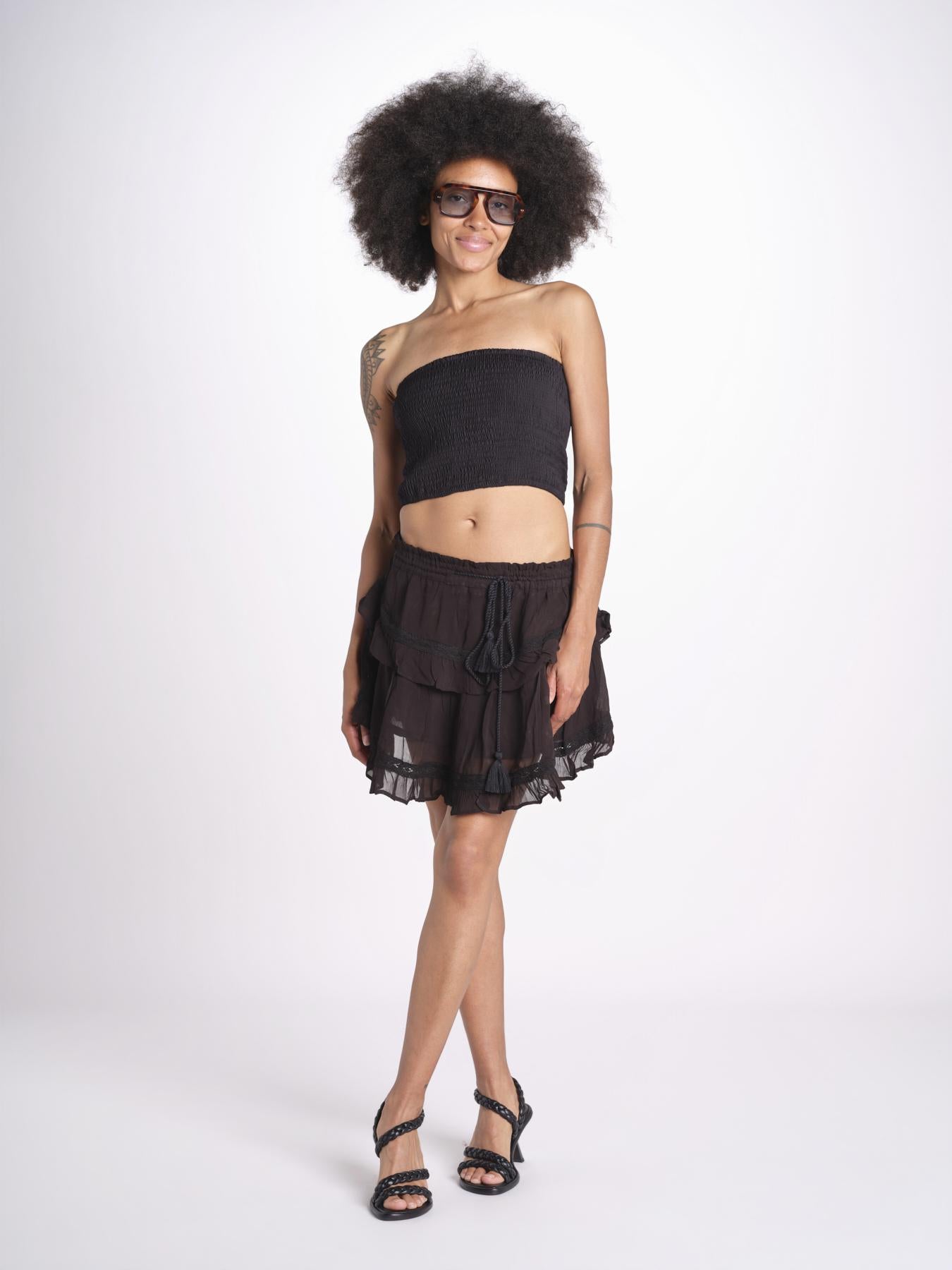 minigonna a balze con pizzo ASANA NOIR laraethnics 