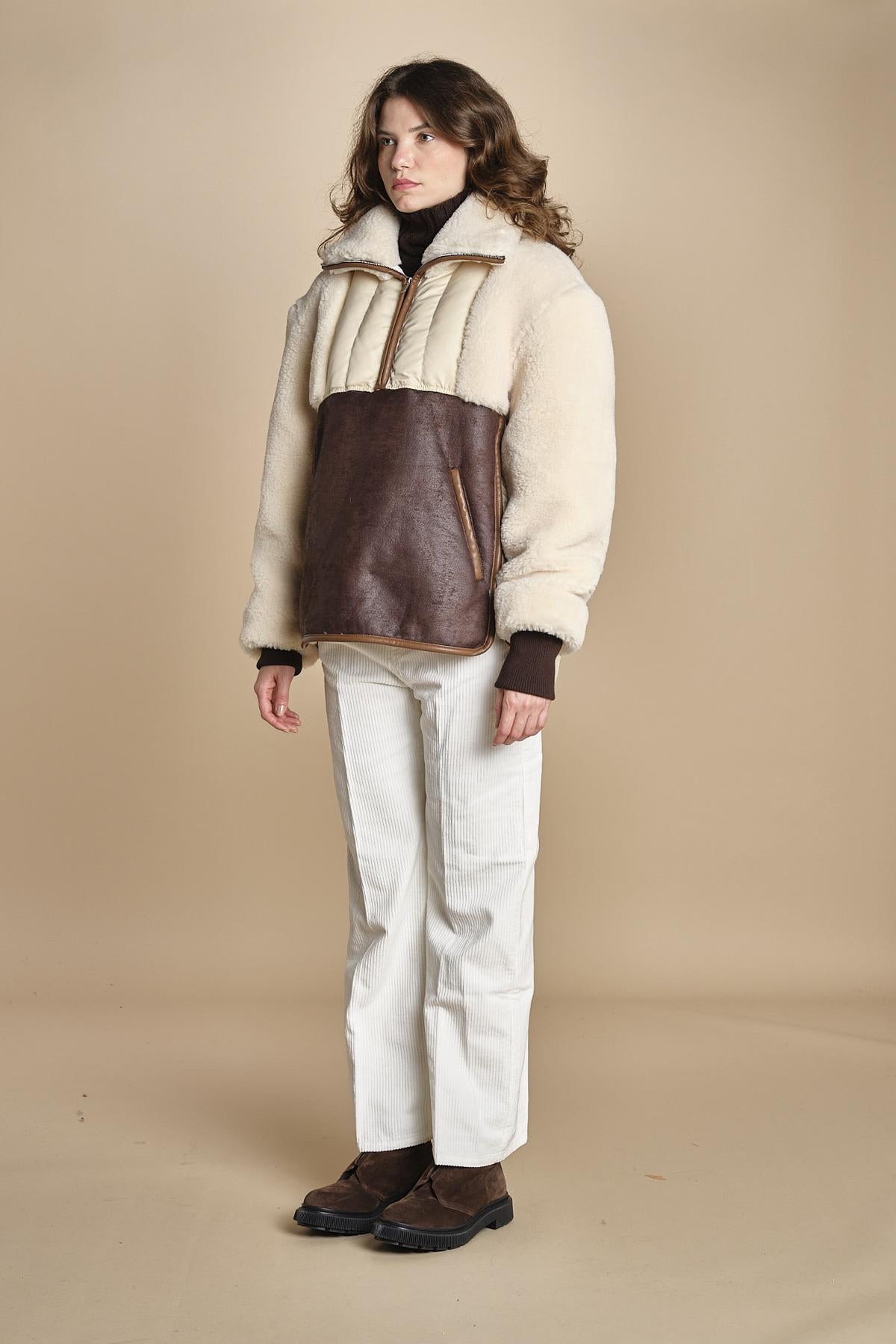 piumino parka in ecopelliccia COLEMAN BEIGE mes demoiselles 
