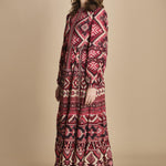 abito lungo con stampa geometrica GRAPHIC AINIKA 339938 RED farm rio 