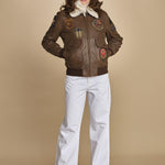 bomber montone più patch aviatore. LCAVIATORBD BROWN schott 