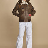 bomber montone più patch aviatore. LCAVIATORBD BROWN schott 