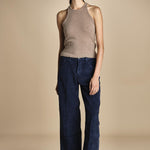 pantalone in veluto cropped ZELDA NAVYBLUE true avenue 