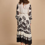abito lungo con stampa a fiori FLORA ARABESQUE 339998 CREAM farm rio 