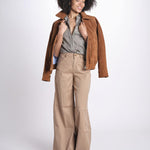 pantalone 4 tasche in misto lino SERENA XML01 183 NOCCIOLA ps don't forget me 