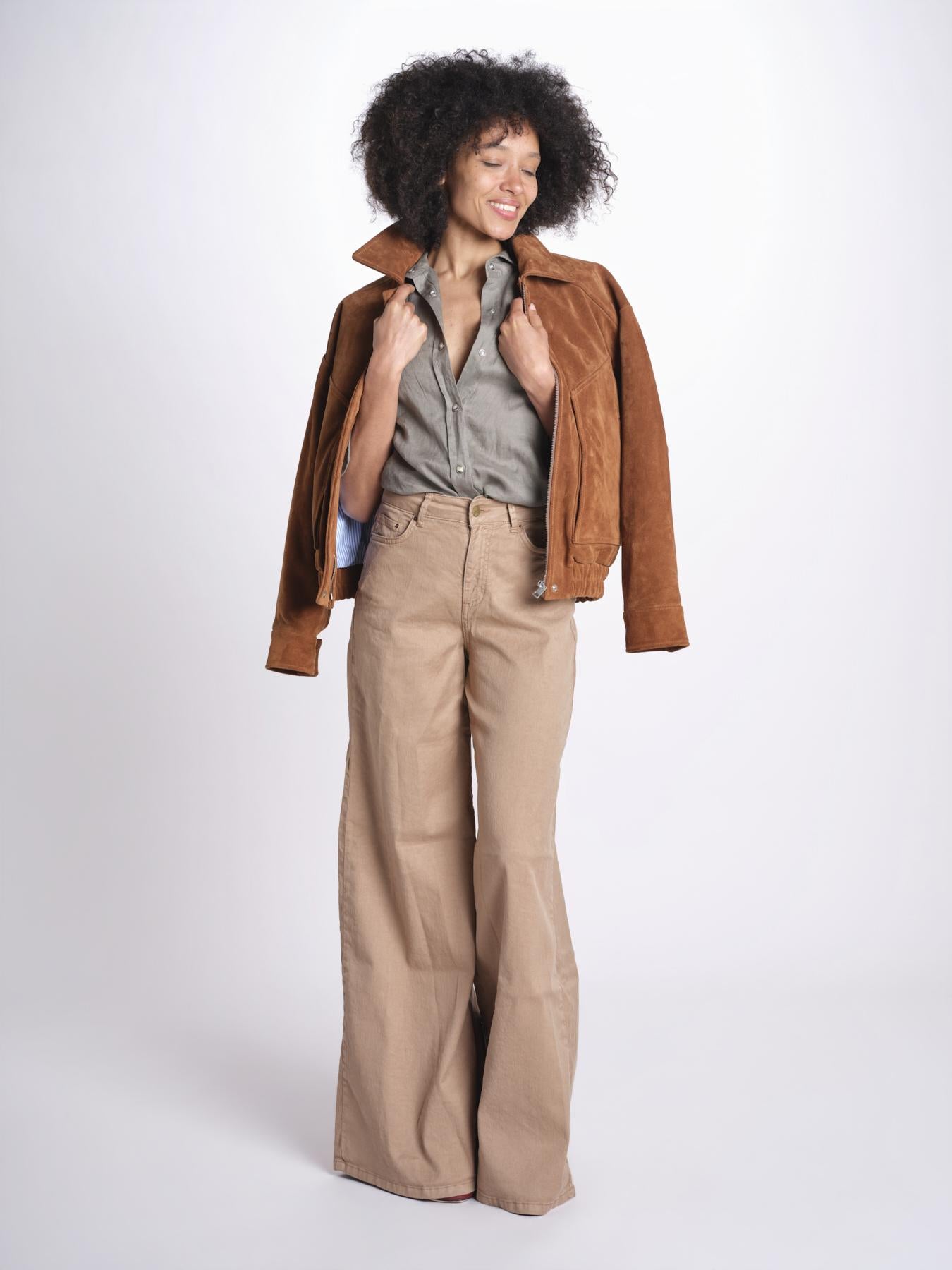 pantalone 4 tasche in misto lino SERENA XML01 183 NOCCIOLA ps don't forget me 