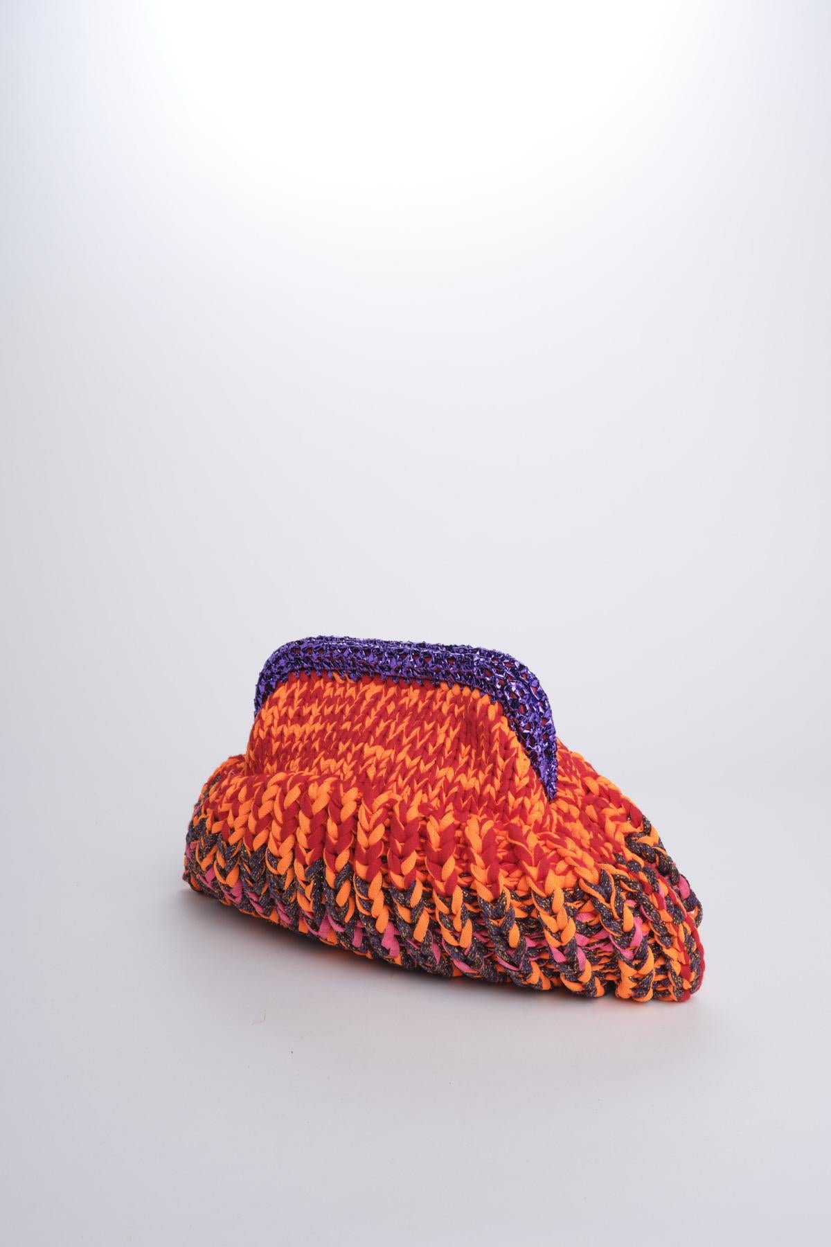 SIS cluctch bag uncinetto multicolor SIS ARANCIO VIOLA nadia dafri 
