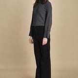 denim a zampa con taschine FAUVE BLACK fam 