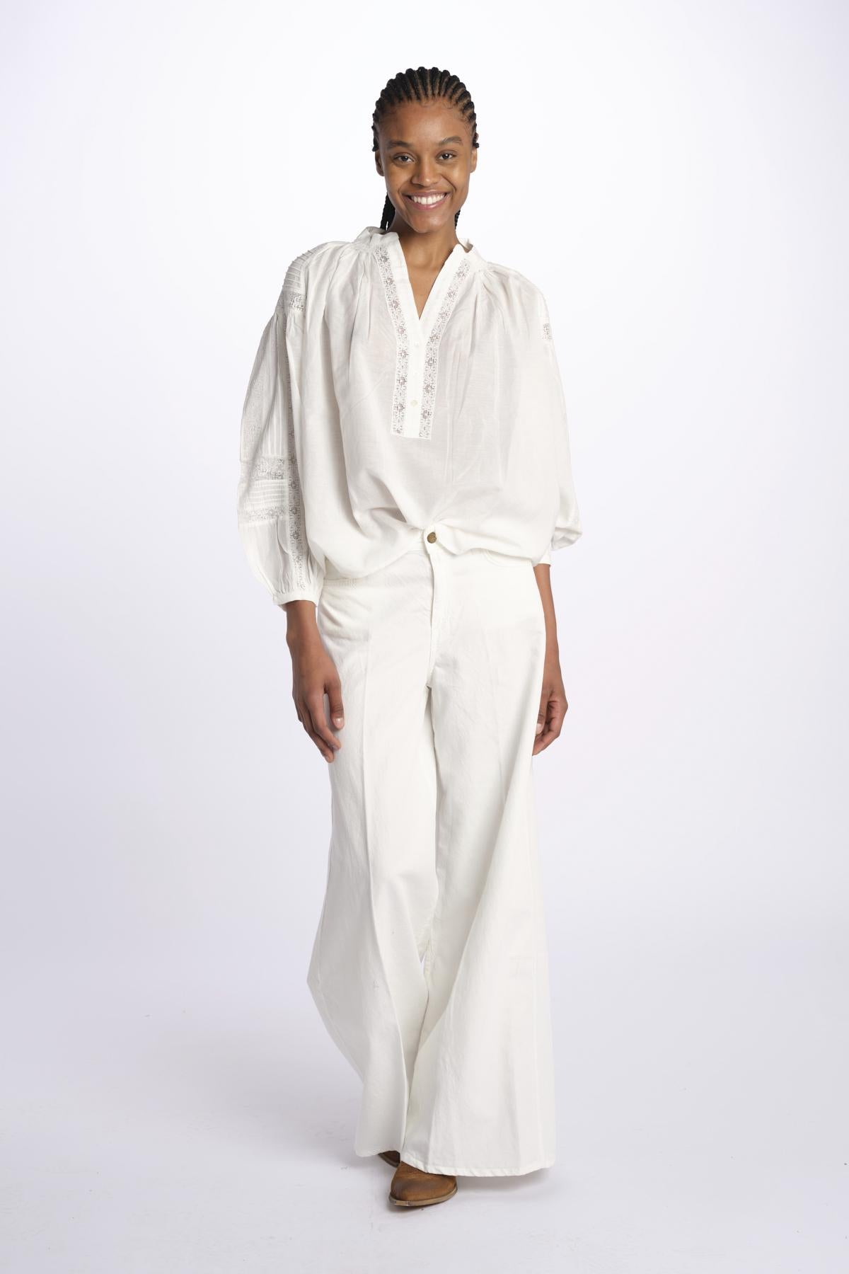 Camicia polo pizzo nervature NIPOA BLANC001 vanessa bruno 