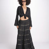 camicia cropped con nodo in lurex gessato JUNE BLACK christianzen 