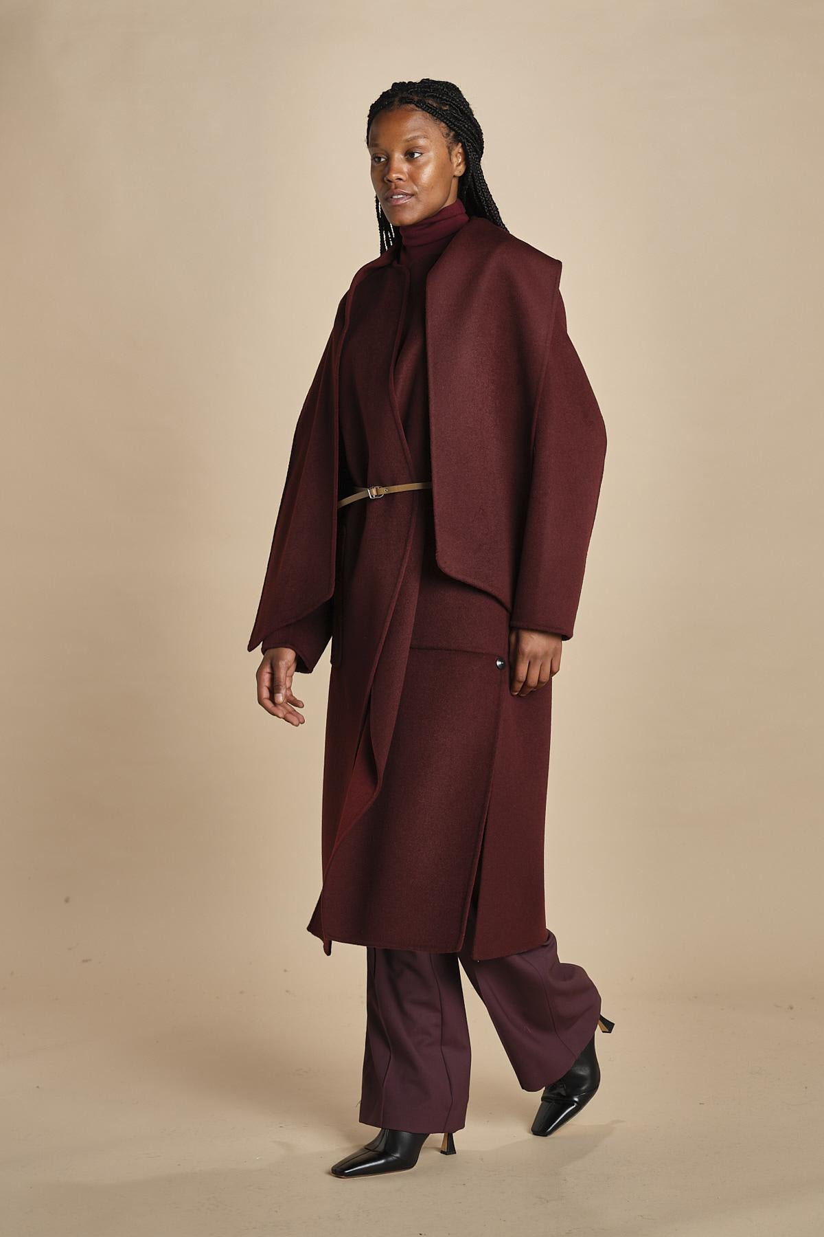 cappotto double con sciarpa VALERAN 5HA28-V01001 BORDEAUX vanessa bruno 