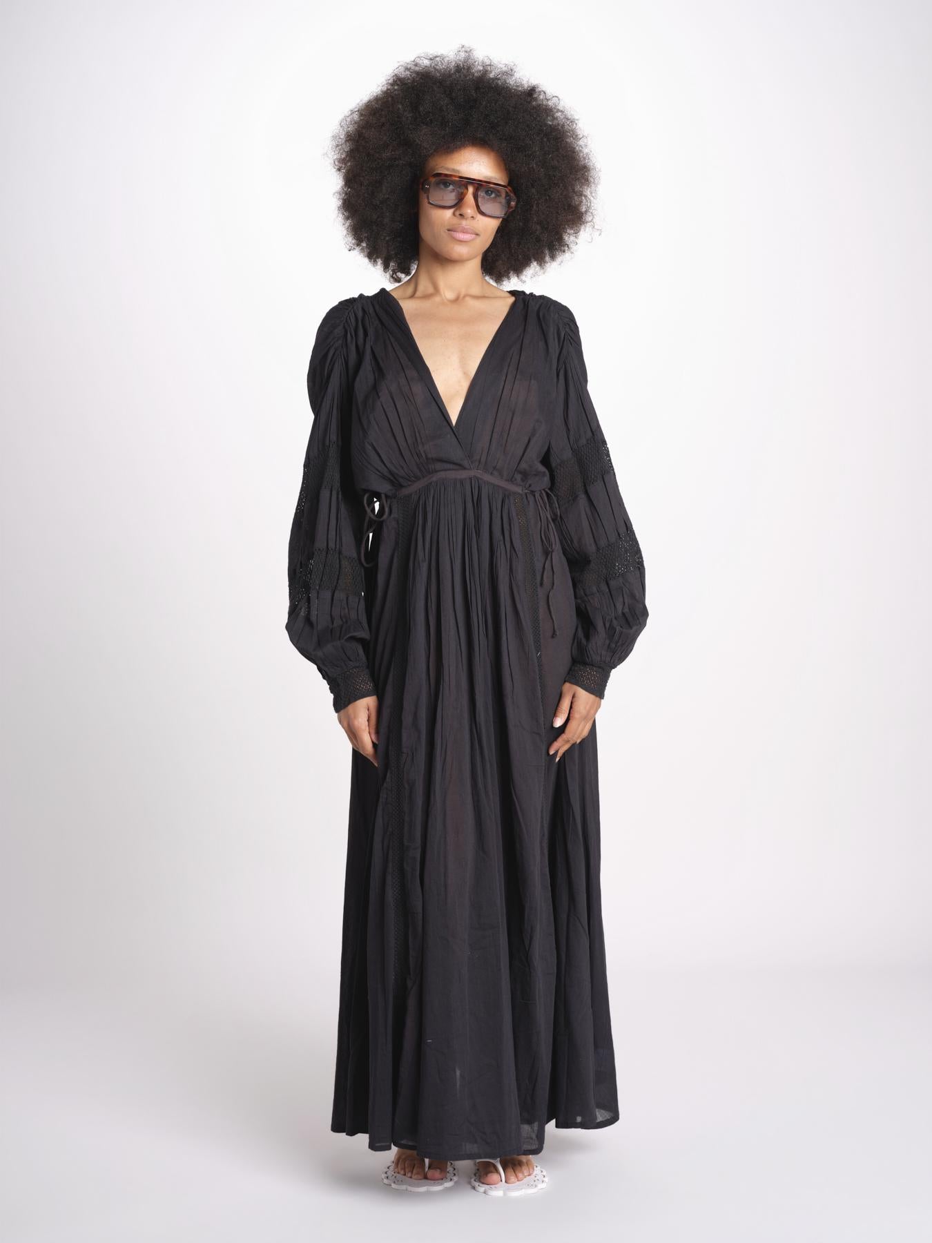 abito con nervature IBIZABLK NOIR laraethnics 