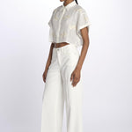 BONDI PALM camicia crop cpn palme in paillettes by milaura. BE24673 NATURAL benaras soleil 
