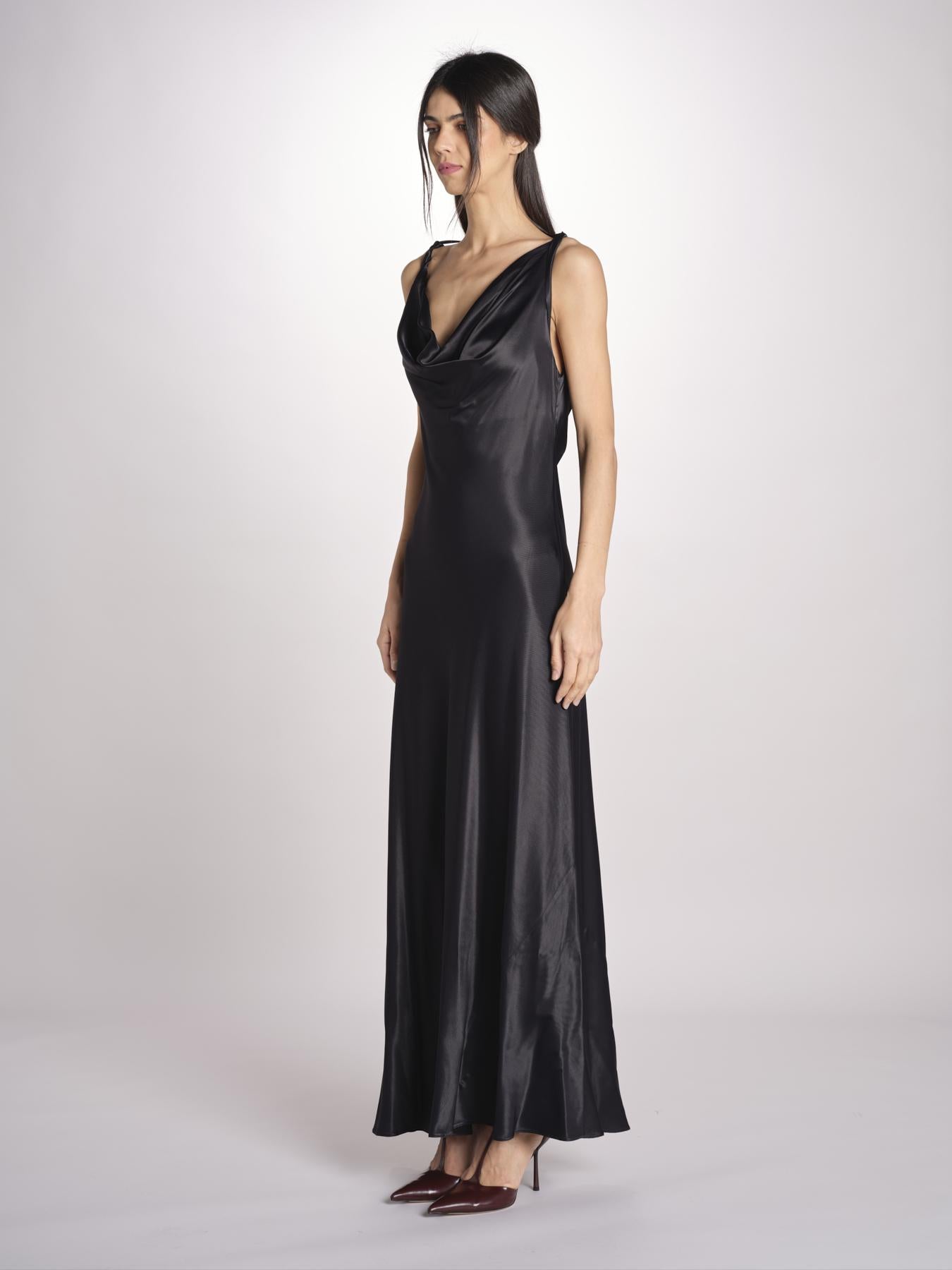 abito lungo liscio spallina 3403 NERO access 