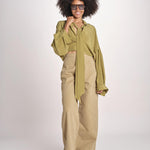ALISS camicia cropped in seta con manica a sbuffo ALISS MJD10184141BI KHAKI jejia 