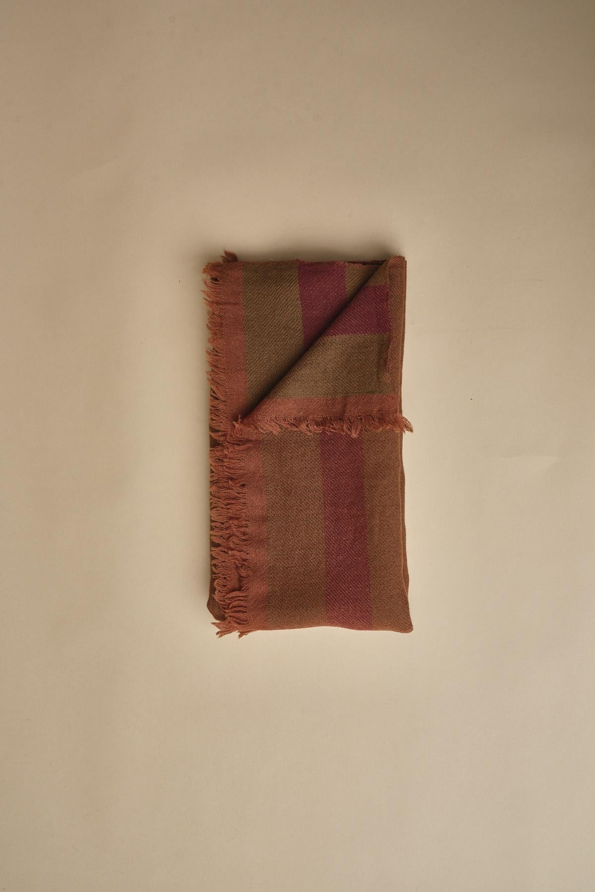 stola righe orizzontali. GEORGE BURGUNDY lovat & green 